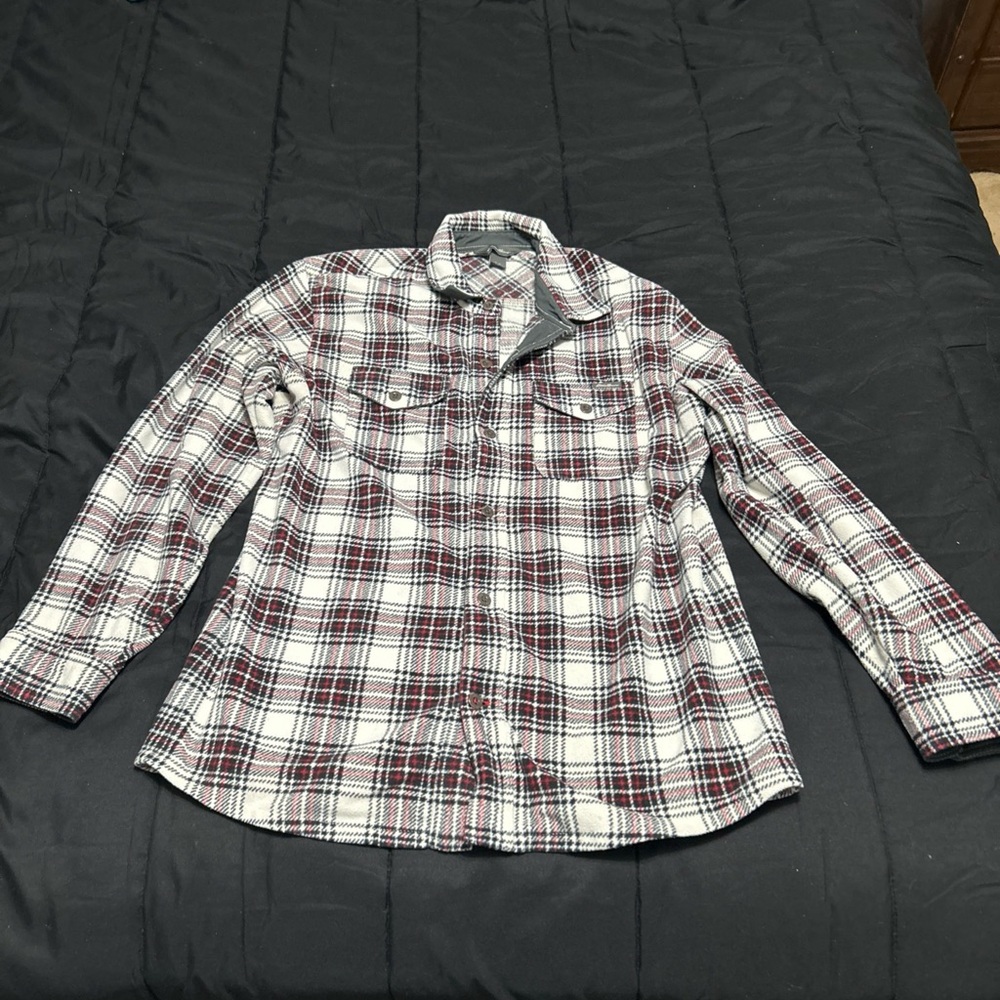 Eddie Bauer Red and Black Casual Button Down Shirt